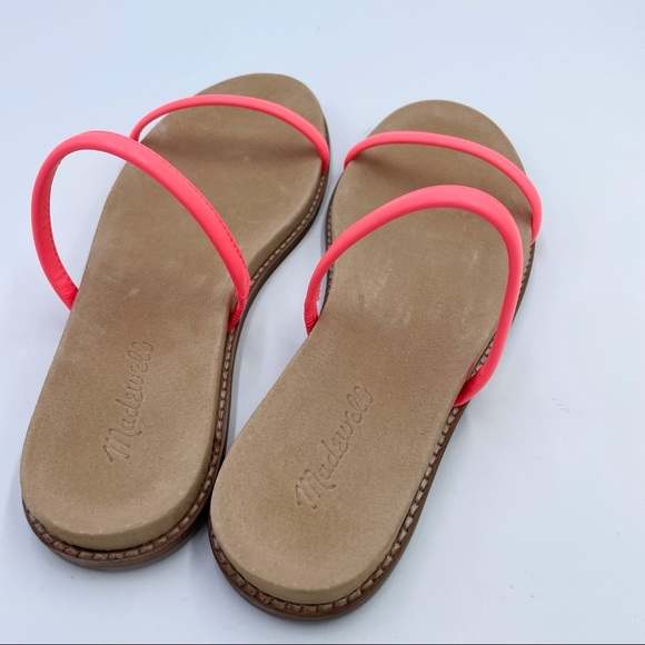 Madewell Bare Slide Sandals Electric Pink In Leather - Picture 6 of 10